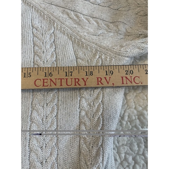 ATHLETA Women's Crossroads Crew Cable Knit Sweater Light Gray Metallic XS - Picture 3 of 8